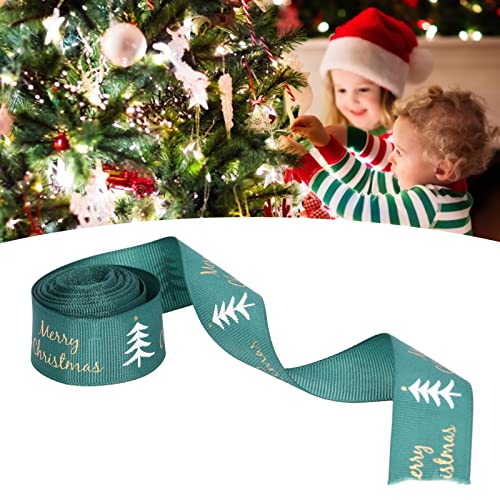 Dekaim Geschenkband mit Weihnachtsbaum, Tannenbaum-Muster, breites grünes Satin-Geschenkband von Dekaim