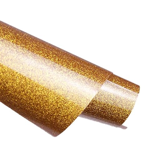 Dekaim Gold Glitter Heat Transfer Vinyl, 30,5 cm x 1,5 m, Wärmetransfer-Vinyl-Vinyl-Rolle für Cricut für DIY-Kleidung, T-Shirts, silbernes Glitzer-Vinyl zum Aufbügeln für alle Schneidemaschinen von Dekaim