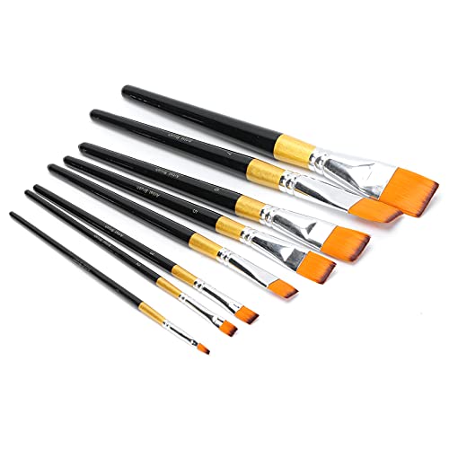 Dekaim Nylon-Pinsel-Set, 8-teilig, Nylonhaar, flache Spitze, Zeichenzubehör für Acryl- und Aquarellfarben von Dekaim