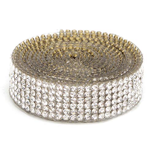 Dekaim Strassband,Selbstklebende Strass Diamant Band, 1M Strass Glas Mesh Banding, DIY künstliche Kristall Glas Mesh Banding Applique,Kleidungsstück Zubehör Dekoration (Silber 6 Reihen, 1 Meter) von Dekaim