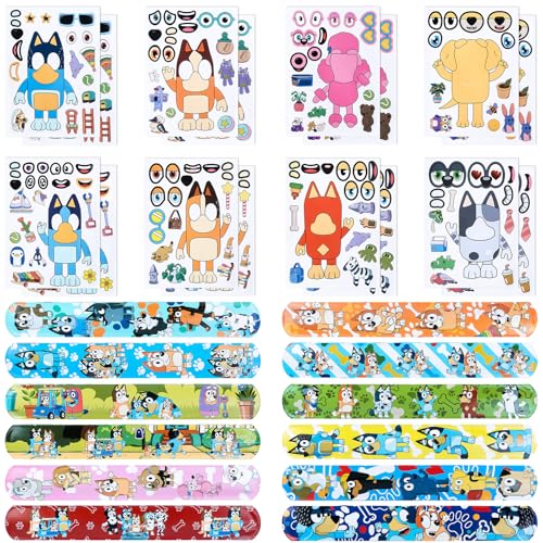 24PCS Blue-y Party Mitgebsel, Kindergeburtstag Mitgebsel mit 16 DIY Sticker 12 Klatschen Armband, Mitgebsel Geburtstag Deko für Jungen Mädchen von Dekewe