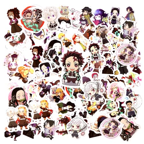 60 Stück Demon Sticker Kinder, Anime Sticker Kawaii Sticker, Wasserfester Vinyl Aufkleber für Laptop Scrapbook Skateboard Motorrad von Dekewe