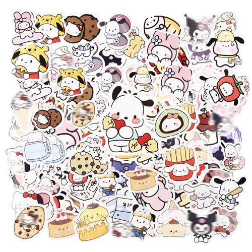 60 Stück Sanri Sticker Kinder, Anime Sticker Kawaii Sticker, Wasserfester Vinyl Aufkleber für Laptop Scrapbook Skateboard Motorrad von Dekewe