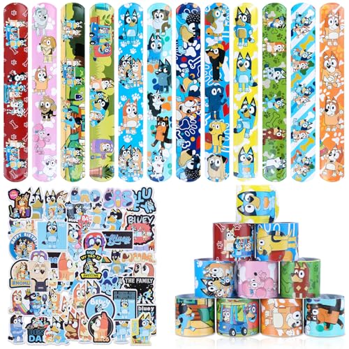 62PCS Blue-y Party Mitgebsel, Kindergeburtstag Mitgebsel mit 50 Stickers 12 Klatschen Armband, Mitgebsel Geburtstag Deko für Jungen Mädchen von Dekewe