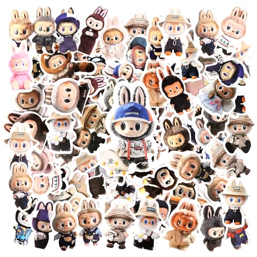 63 Stück Labub Sticker Kinder, Anime Sticker Kawaii Sticker, Wasserfester Vinyl Aufkleber für Laptop Scrapbook Skateboard Motorrad von Dekewe