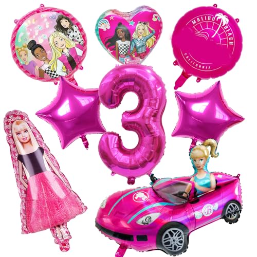 8PCS Geburtstagsdeko, Rosa Folienballon Latex Ballons Geburtstag Deko 3. Luftballons für Kindergeburtstag Party Dekoration von Dekewe