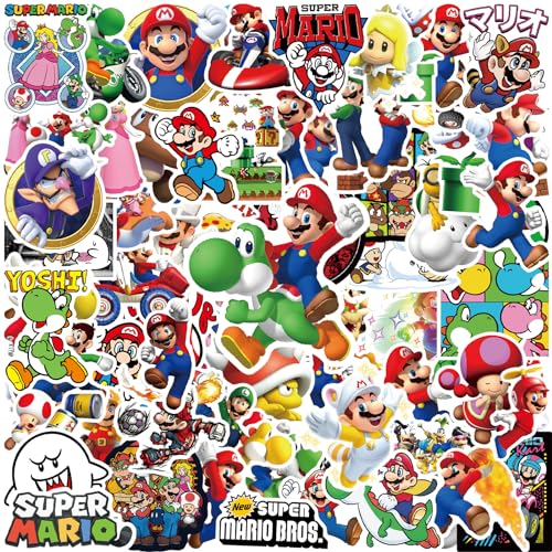 Dekewe Mari Aufkleber Kinder, 100 Stück Anime Sticker Gaming Sticker, Wasserfester Vinyl Aufkleber für Laptop Scrapbook Skateboard Motorrad von Dekewe