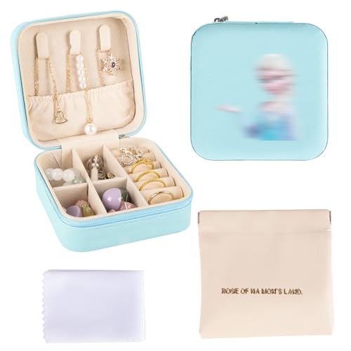 Dekewe Schmuckkästchen Reise, Schmuckkasten Klein, Schmuckschatulle für Mädchen Reiseschmuckaufbewahrung Jewelry Organizer Travel, Geschenkidee für Mädchen(Blau) von Dekewe