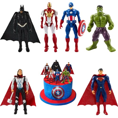 Mini Figuren Set 6 Stück Superhelden Figuren Set Cake Topper, Tortendeko Avengers Figuren für Kindergeburtstag Kuchen Dekoration Office Sammler Party Liefert Junge Mädchen von Dekewe