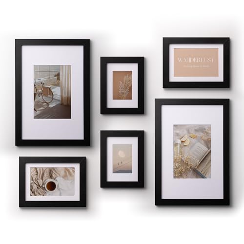 Deknudt Frames Bilderrahmen Collage & Galerie 6er Set mit verschiedene Größen (2x (10x15cm, 13x18cm & 20x30cm), Schwarz) - MDF-Holz Bilderrahmen zum Aufhängen oder Ausstellen für Bilder & Fotos von Deknudt Frames