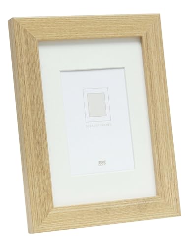 Deknudt Frames Bilderrahmen mit Passepartout - Natur Holzfarbe - S66KH1 P1 10x15cm für Bild 7x10cm - Bilderrahmen Holz MDF - Bilder aufhängen oder ausstellen von Deknudt Frames