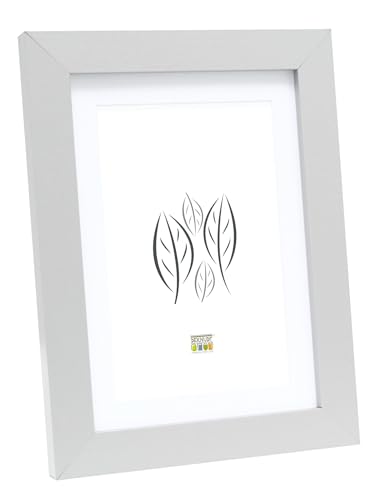 Deknudt Frames Bilderrahmen mit Passepartout - Silber - S66KD1 P1 13x18cm für Bild 10x15cm - Bilderrahmen Holz MDF - Bilder aufhängen oder ausstellen von Deknudt Frames