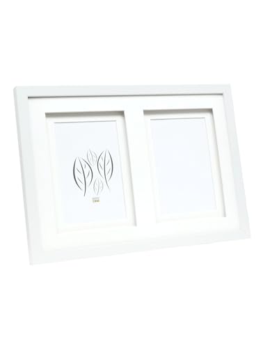 Deknudt Frames Galerierahmen mit doppeltem Passepartout -Weiß - S65KK1 P2 für 2 Bilder Bildgröße 10x15cm - Bilderrahmen Holz MDF - Bilder aufhängen oder ausstellen von Deknudt Frames