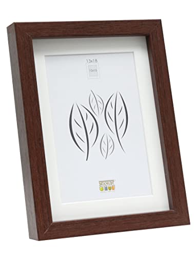 Deknudt Frames S40AH4-P1-13.0X18.0 Bilderrahmen Basic mit Passpartout mit hoher Zierleiste, Holz/MDF, 20 x 14,9 x 2,96 cm, Braun von Deknudt Frames