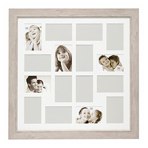 Deknudt Frames S48SH1P16 Mehrfach-Bilderrahmen für 16 Fotos, Holz, 10 x 15 cm, Weiß/klar von Deknudt Frames