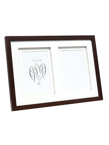 Deknudt Frames Galerierahmen mit doppeltem Passepartout -Braun - S65KQ2 für 2 Bilder Bildgröße 10x15cm - Bilderrahmen Holz MDF - Bilder aufhängen oder ausstellen von Deknudt Frames