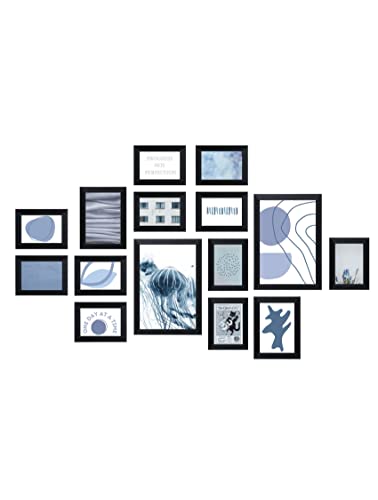 Deknudt Frames Bilderwand mit 15 schwarzen Rahmen S41VH2 WALL1-11x 10x15cm, 2X 13x18cm, 2X 20x30cm von Deknudt Frames