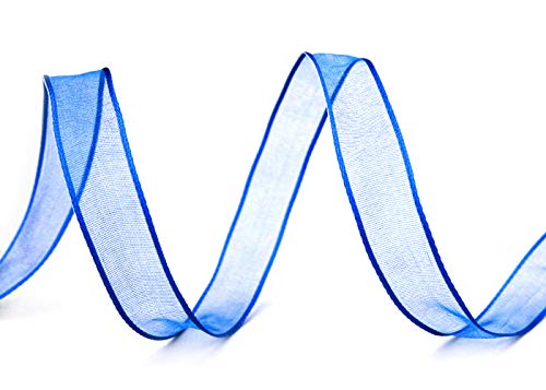 Dekoband CHIFFON 3 m x 15 mm BLAU Geschenkband Schleifenband transparent Organza mit Kanten Premium Qualität Hochzeit Geburtstag Drahtkantenband von FINEMARK von Deko Angels