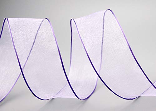 Dekoband CHIFFON FLIEDER/Lavendel 3 m x 40 mm Geschenkband Schleifenband transparent Organza mit Kanten Premium Qualität Hochzeit Geburtstag Drahtkantenband von FINEMARK von Deko Angels