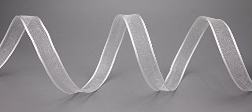 Dekoband CHIFFON WEISS 3 m x 15 mm Geschenkband Schleifenband transparent Organza mit Kanten Premium Qualität Hochzeit Geburtstag Drahtkantenband von FINEMARK von Deko Angels