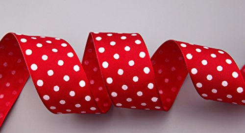 Dekoband PUNKTE ROT/WEISS 3 m x 40 mm Geschenkband Stoffband mit Draht gepunktet Polka Dot fröhlich Frühling Ostern Geburtstag Drahtkantenband Kinder Schleifenband von Deko Angels