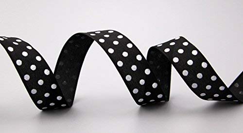 Dekoband PUNKTE SCHWARZ/WEISS 3 m x 25 mm Geschenkband Stoffband mit Draht gepunktet Polka Dot fröhlich Geburtstag Drahtkantenband Kinder Schleifenband von FINEMARK von Deko Angels