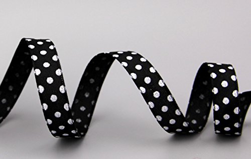 Dekoband PUNKTE SCHWARZ/Weiss 3 m x 15 mm Geschenkband Stoffband mit Draht Taftband 1,5 cm gepunktet Polka Dot fröhlich Ostern Geburtstag Drahtkantenband Kinder Schleifenband von FINEMARK von Deko Angels