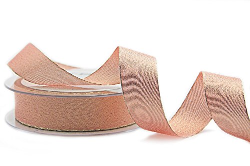 Dekoband Vienna ROSA GOLD 3 m x 25 mm Strängchen Lurex Geschenkband Brokatband Weihnachten Band Metallic Altrosa 25 mm Tischdeko Hochzeit Schleifenband Rosegold Kartengestaltung von Deko Angels