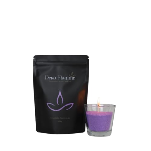 DEKO FLAMME Original Kerzensand mit Duft Aroma - 400g inkl. 20 Dochte - Aroma Kerzensand - Kerzengranulat Pearled Candle Kerzenwachs - Kerzen Sand für kreative Dekorationen (Lavendel) von Deko Flamme