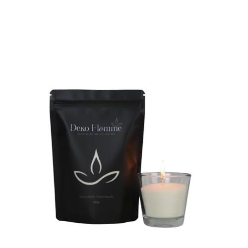 DEKO FLAMME Original Kerzensand mit Duft Aroma - 400g inkl. 20 Dochte - Aroma Kerzensand - Kerzengranulat Pearled Candle Kerzenwachs - Kerzen Sand für kreative Dekorationen (Vanille) von Deko Flamme