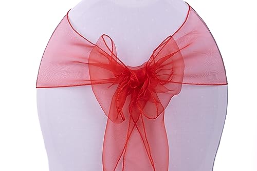 Deko Royal 10 Stück Organza Stuhlschleifen - Schleife für Stuhlhussen, Stuhl deko Hochzeit, Hochzeitsdekoration, Stuhlschärpe, Organza Schleife (Rot) von Deko Royal