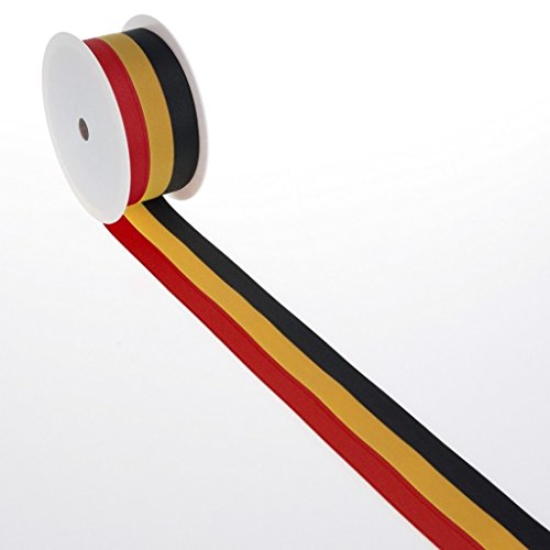 Deko und Band Nationalband Belgien schwarz gelb rot 75 mm x 25 Meter Schleifenband WM 2022 Belgique Flag Ribbon von Deko und Band