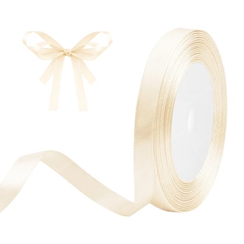 Geschenkband Beige 10mm x 23m Satinband Creme Farben Schleifenband Geschenkband Satinbänder für Geschenkverpackungen, Basteln, DIY, Nähen, Brautparty-Dekoration, Christbaumschmuck von DekoBander