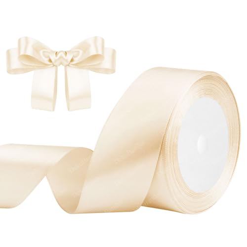 Geschenkband Beige 40mm x 23m Satinband Creme Farben Schleifenband Geschenkband Satinbänder für Geschenkverpackungen, Basteln, DIY, Nähen, Brautparty-Dekoration, Christbaumschmuck von DekoBander