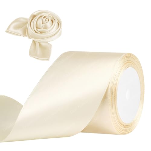 Geschenkband Beige 75mm x 23m Satinband Creme Farben Schleifenband Geschenkband Satinbänder für Geschenkverpackungen, Basteln, DIY, Nähen, Brautparty-Dekoration, Christbaumschmuck von DekoBander