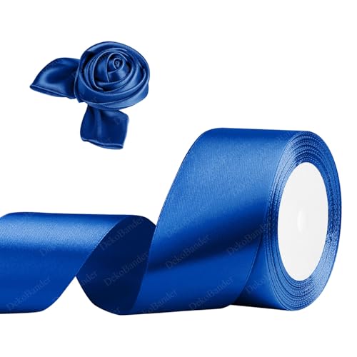 Geschenkband Blau 50mm x 23m Satinband Blau Schleifenband Geschenkband Satinbänder für Geschenkverpackungen, Basteln, DIY, Nähen, Brautparty-Dekoration, Christbaumschmuck von DekoBander