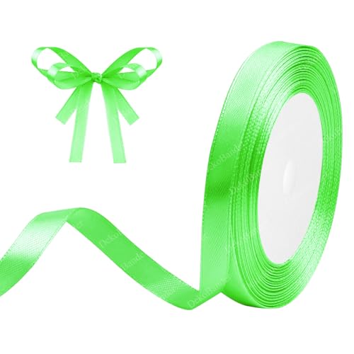 Geschenkband FruchtGrün 10mm x 23m Satinband FruchtGrün Schleifenband Geschenkband Satinbänder für Geschenkverpackungen, Basteln, DIY, Nähen, Brautparty-Dekoration, Christbaumschmuck von DekoBander