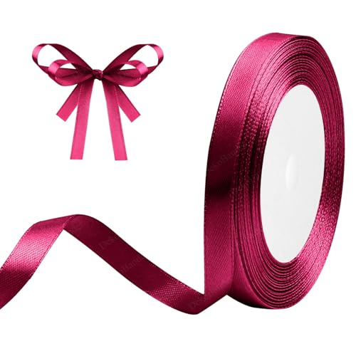 Geschenkband Fuchsia 10mm x 23m Satinband Fuchsia Schleifenband Geschenkband Satinbänder für Geschenkverpackungen, Basteln, DIY, Nähen, Brautparty-Dekoration, Christbaumschmuck von DekoBander