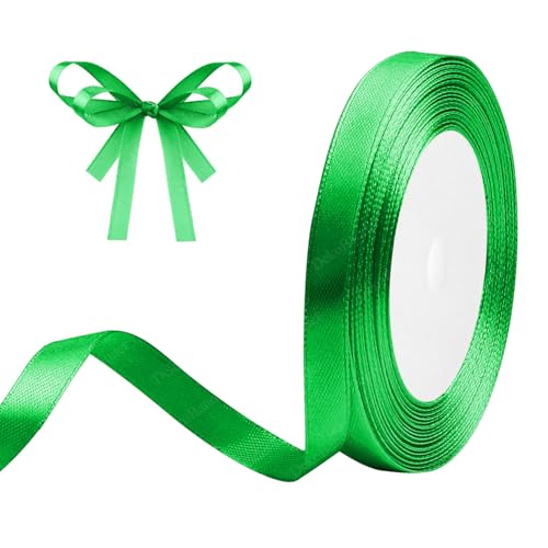 Geschenkband Grün 10mm x 23m Satinband Grün Schleifenband Geschenkband Satinbänder für Geschenkverpackungen, Basteln, DIY, Nähen, Brautparty-Dekoration, Christbaumschmuck von DekoBander