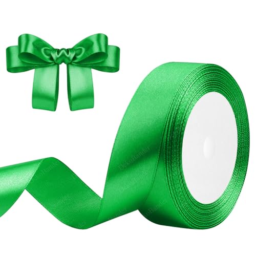 Geschenkband Grün 25mm x 23m Satinband Grün Schleifenband Geschenkband Satinbänder für Geschenkverpackungen, Basteln, DIY, Nähen, Brautparty-Dekoration, Christbaumschmuck von DekoBander