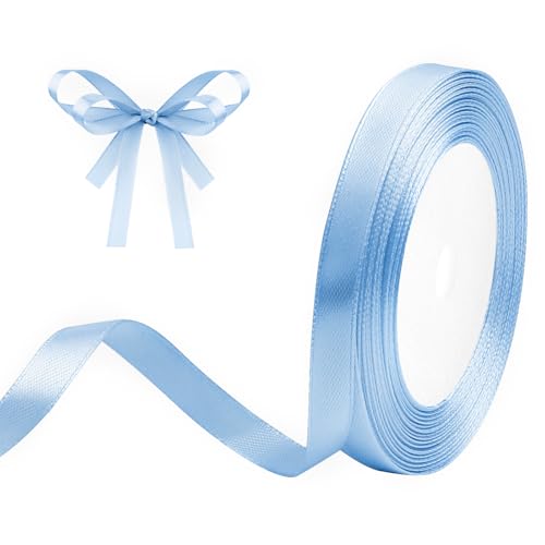 Geschenkband Hellblau 10mm x 23m Satinband Hellblau Schleifenband Geschenkband Satinbänder für Geschenkverpackungen, Basteln, DIY, Nähen, Brautparty-Dekoration, Christbaumschmuck von DekoBander