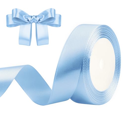 Geschenkband Hellblau 25mm x 23m Satinband Hellblau Schleifenband Geschenkband Satinbänder für Geschenkverpackungen, Basteln, DIY, Nähen, Brautparty-Dekoration, Christbaumschmuck von DekoBander