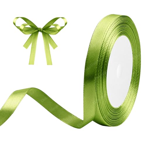 Geschenkband Olivgrün 10mm x 23m Satinband Olivgrün Schleifenband Geschenkband Satinbänder für Geschenkverpackungen, Basteln, DIY, Nähen, Brautparty-Dekoration, Christbaumschmuck von DekoBander