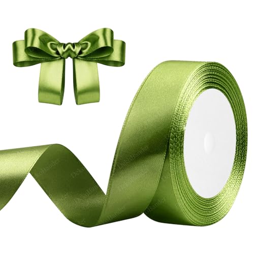 Geschenkband Olivgrün 25mm x 23m Satinband Olivgrün Schleifenband Geschenkband Satinbänder für Geschenkverpackungen, Basteln, DIY, Nähen, Brautparty-Dekoration, Christbaumschmuck von DekoBander