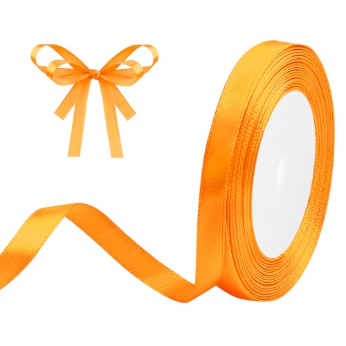 Geschenkband Orange 10mm x 23m Satinband Orange Schleifenband Geschenkband Satinbänder für Geschenkverpackungen, Basteln, DIY, Nähen, Brautparty-Dekoration, Christbaumschmuck von DekoBander