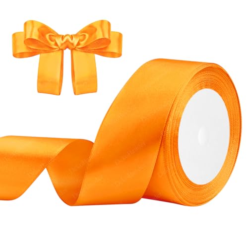 Geschenkband Orange 40mm x 23m Satinband Orange Schleifenband Geschenkband Satinbänder für Geschenkverpackungen, Basteln, DIY, Nähen, Brautparty-Dekoration, Christbaumschmuck von DekoBander