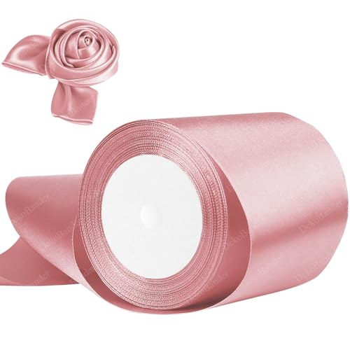 Geschenkband Roségold 100mm x 23m Satinband Roségold Schleifenband Geschenkband Satinbänder für Geschenkverpackungen, Basteln, DIY, Nähen, Brautparty-Dekoration, Christbaumschmuck von DekoBander