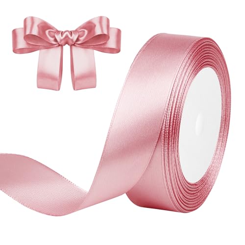 Geschenkband Roségold 25mm x 23m Satinband Roségold Schleifenband Geschenkband Satinbänder für Geschenkverpackungen, Basteln, DIY, Nähen, Brautparty-Dekoration, Christbaumschmuck von DekoBander