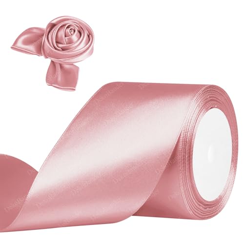 Geschenkband Roségold 75mm x 23m Satinband Roségold Schleifenband Geschenkband Satinbänder für Geschenkverpackungen, Basteln, DIY, Nähen, Brautparty-Dekoration, Christbaumschmuck von DekoBander