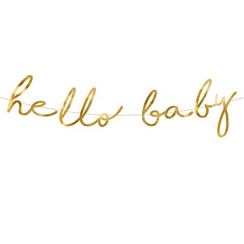 DekoHaus 1 Stück Banner Hello Baby in Gold Partyzubehör von DekoHaus